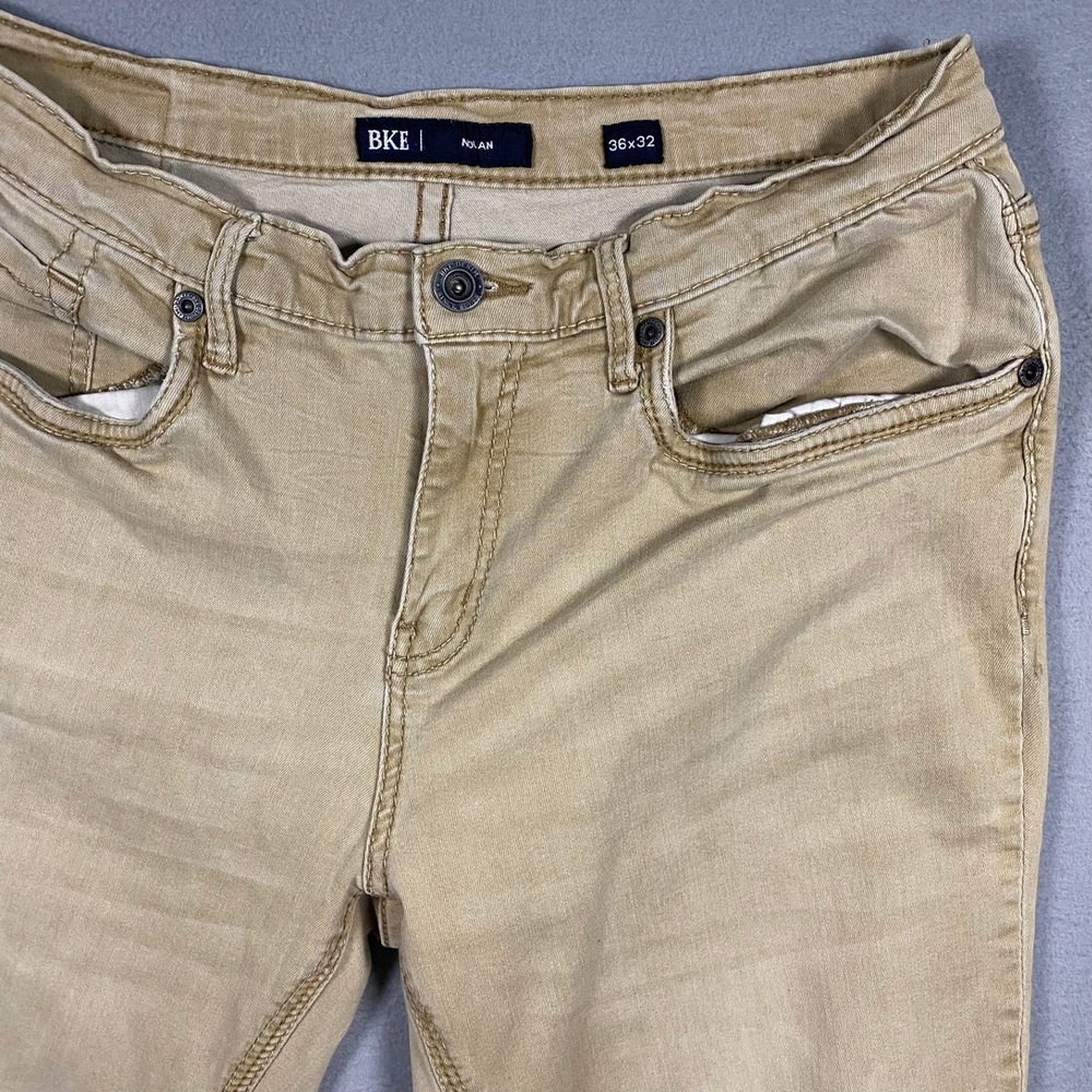 BKE Nolan Mens Tan Khaki Straight Leg‎ Stretch Jeans 36x32